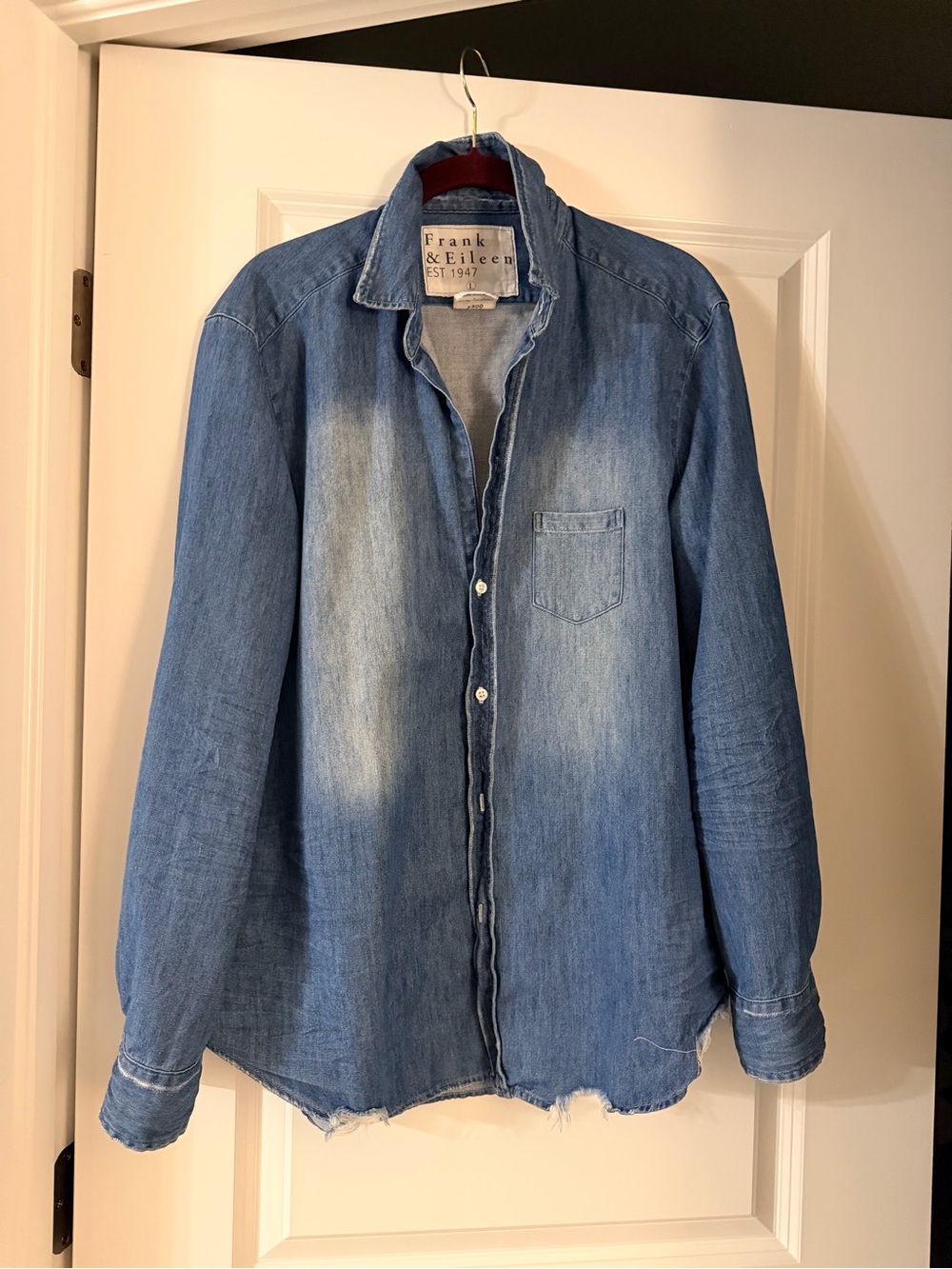 Frank & Eileen Relaxed Button-Up Distressed Denim Shirt